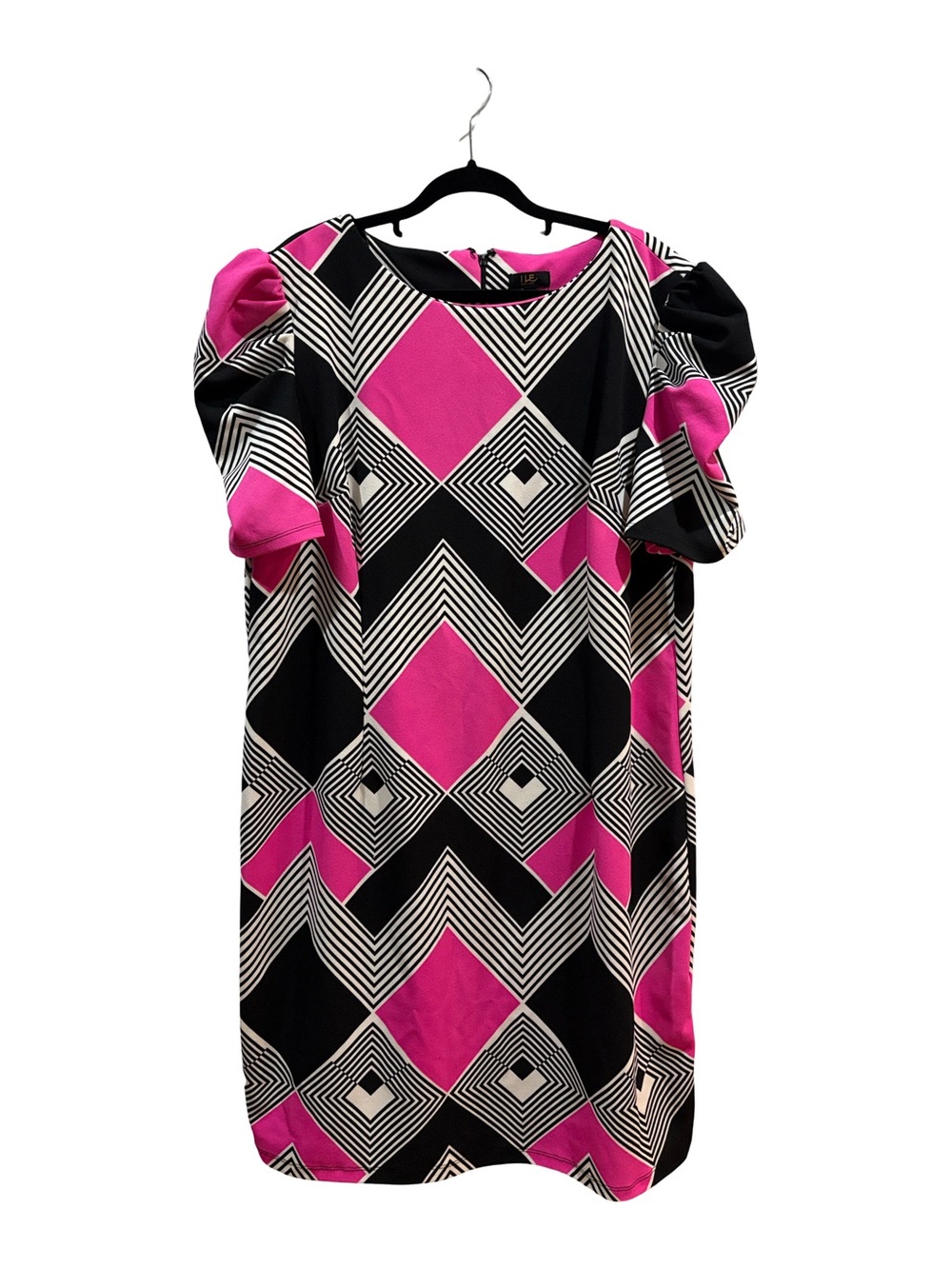 🏡 ILE Geometric Shift Dress - Pink & Black - Size 16